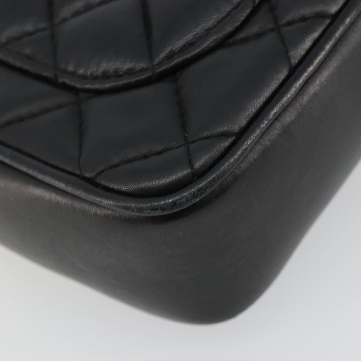 GIVENCHY Chain Shoulder Bag Leather Black Gold Auth 112382