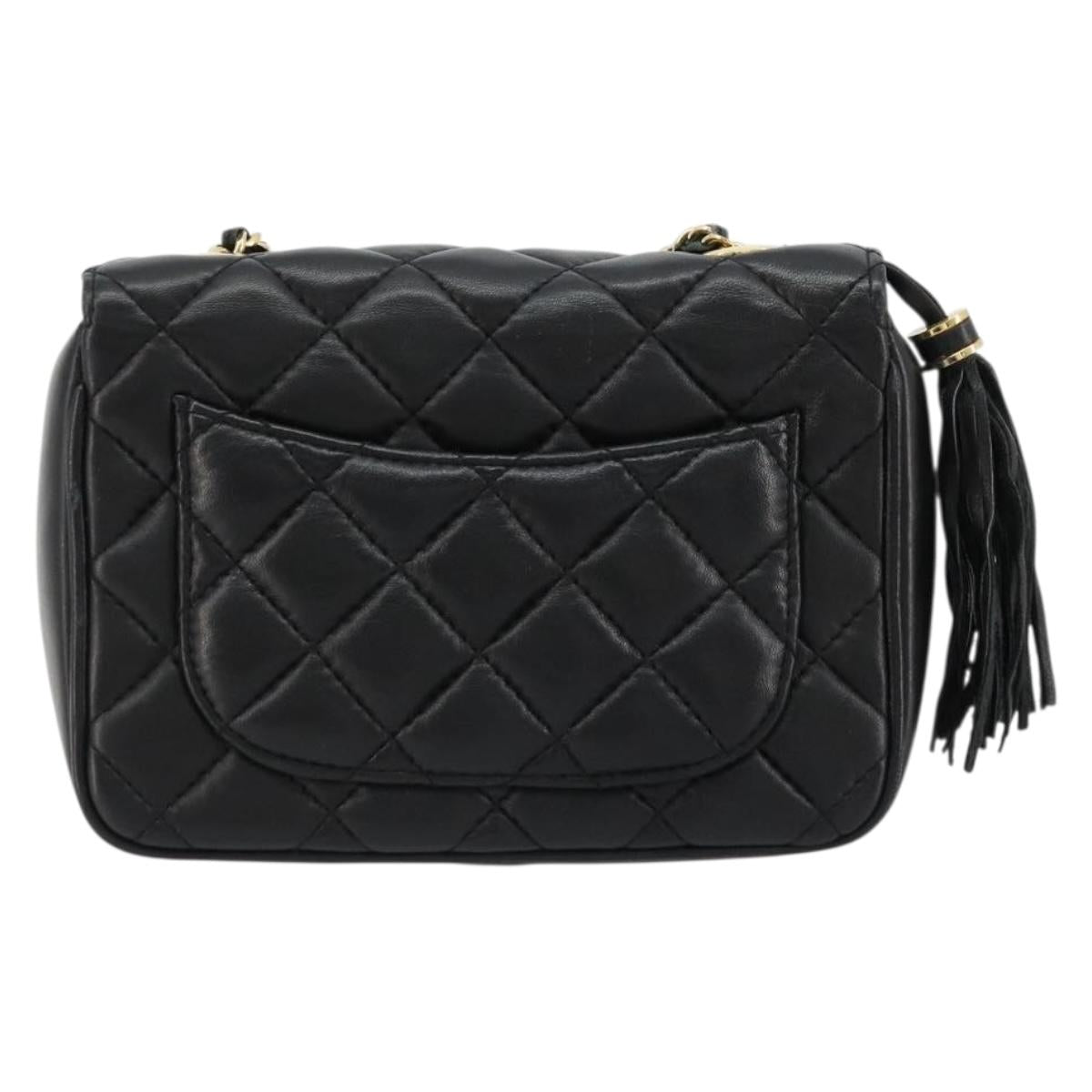 GIVENCHY Chain Shoulder Bag Leather Black Gold Auth 112382