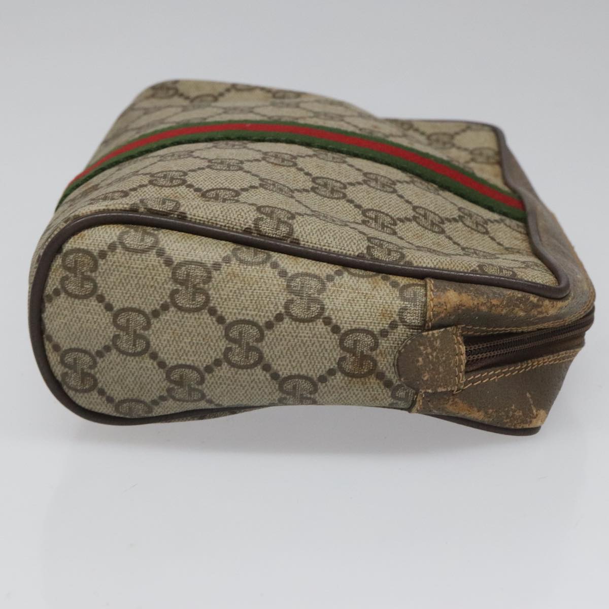 GUCCI GG Supreme Web Sherry Line Clutch Bag PVC Beige 89 01 012 Auth 112453
