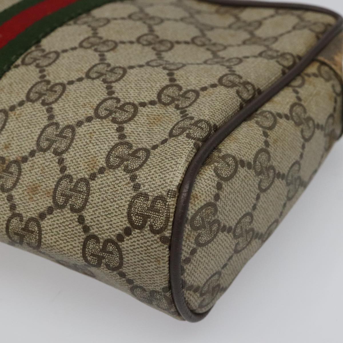 GUCCI GG Supreme Web Sherry Line Clutch Bag PVC Beige 89 01 012 Auth 112453