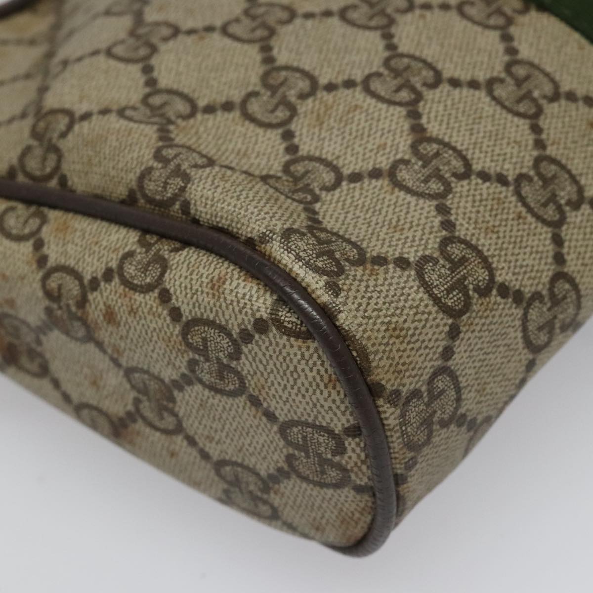GUCCI GG Supreme Web Sherry Line Clutch Bag PVC Beige 89 01 012 Auth 112453