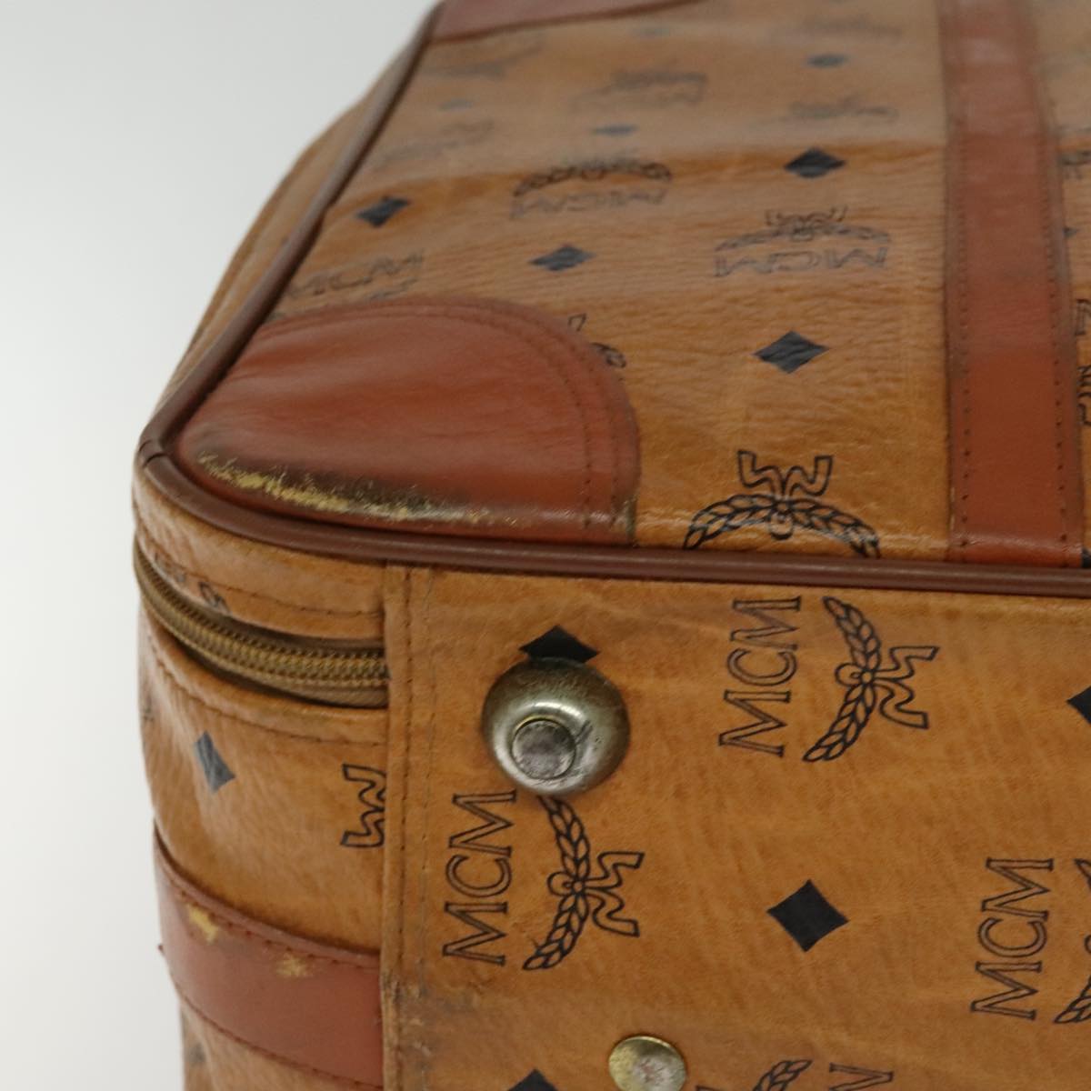 MCM Vicetos Logogram Backpack PVC Leather Brown Gold gold Auth 112468