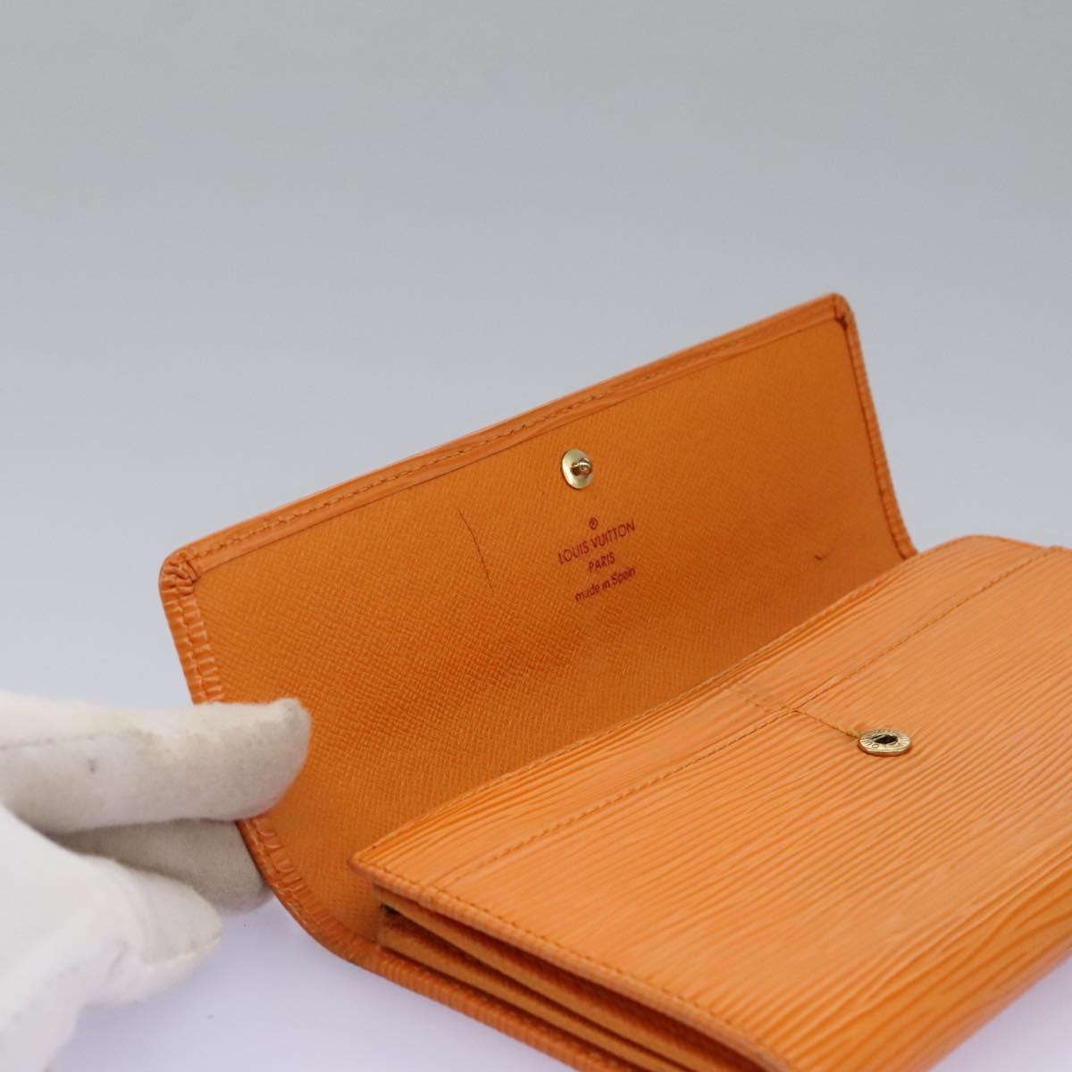 LOUIS VUITTON Epi Porte MonnaieCredit Wallet Orange Mandarin M6359H Auth 112485