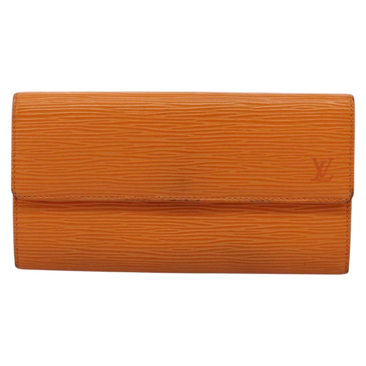 LOUIS VUITTON Epi Porte MonnaieCredit Wallet Orange Mandarin M6359H Auth 112485