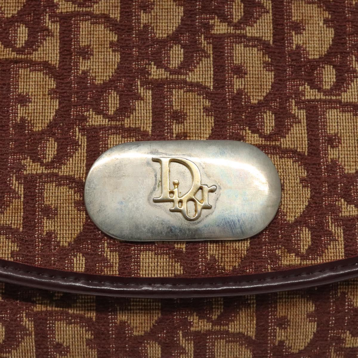 Christian Dior Trotter Canvas Shoulder Bag Red Auth 112495