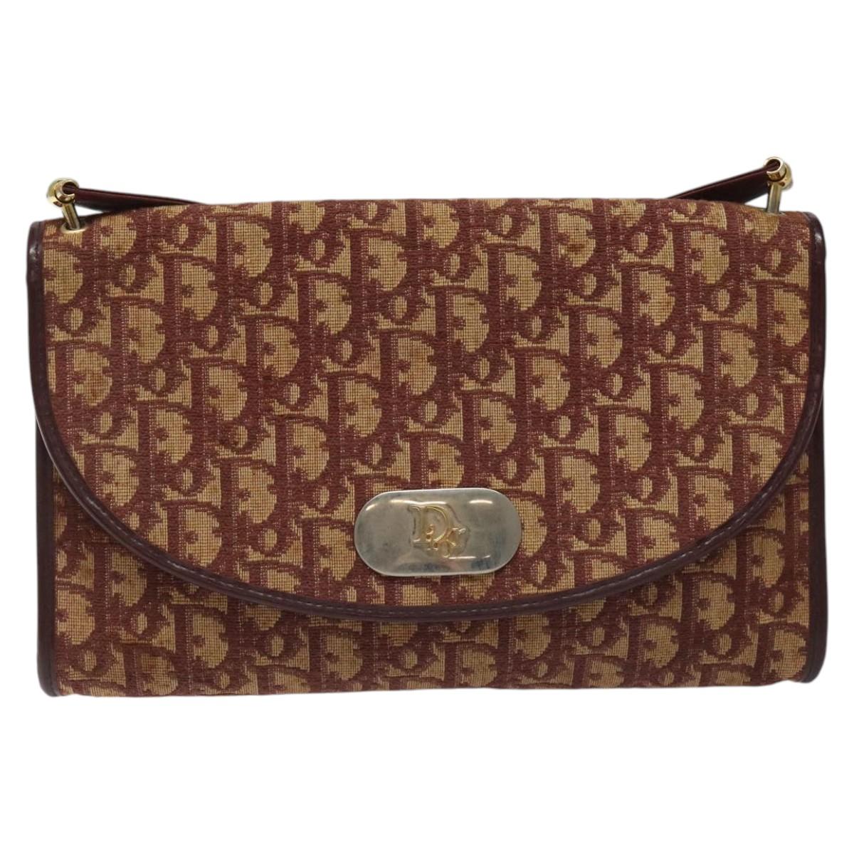 Christian Dior Trotter Canvas Shoulder Bag Red Auth 112495