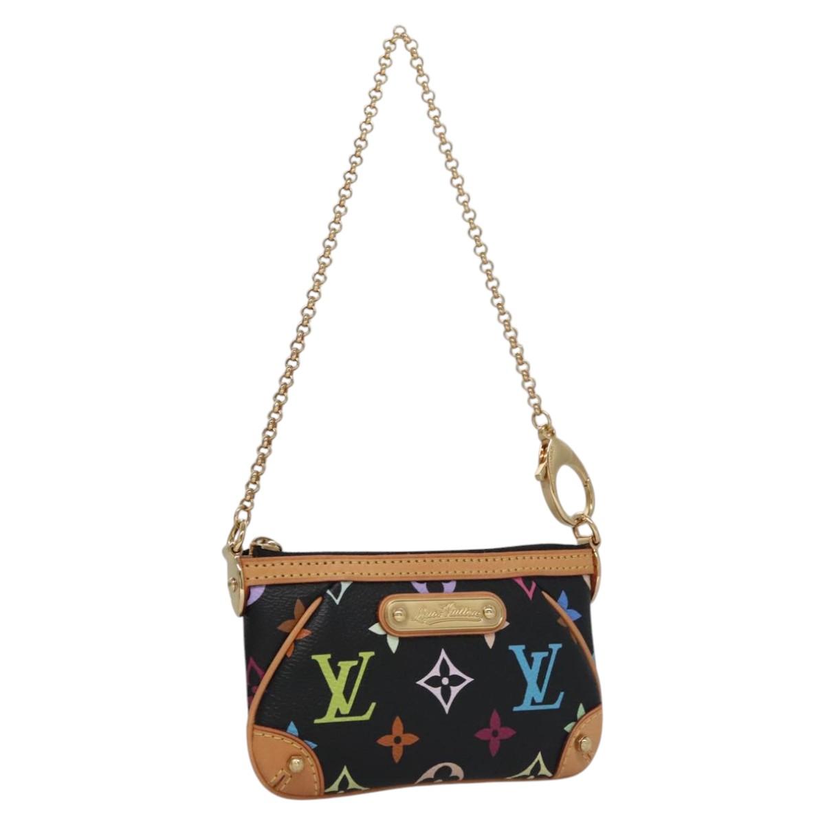 LOUIS VUITTON Multicolor Pochette Mira PM Pouch Black M60099 LV Auth 112528AV