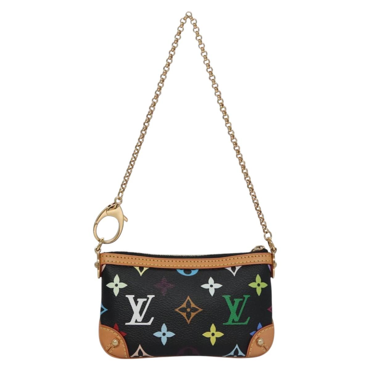 LOUIS VUITTON Multicolor Pochette Mira PM Pouch Black M60099 LV Auth 112528AV