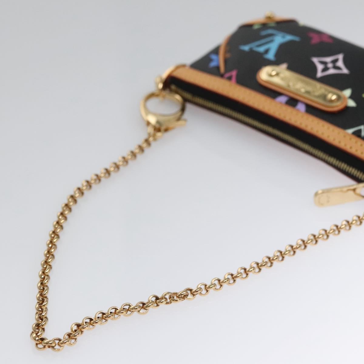 LOUIS VUITTON Multicolor Pochette Mira PM Pouch Black M60099 LV Auth 112528SAV