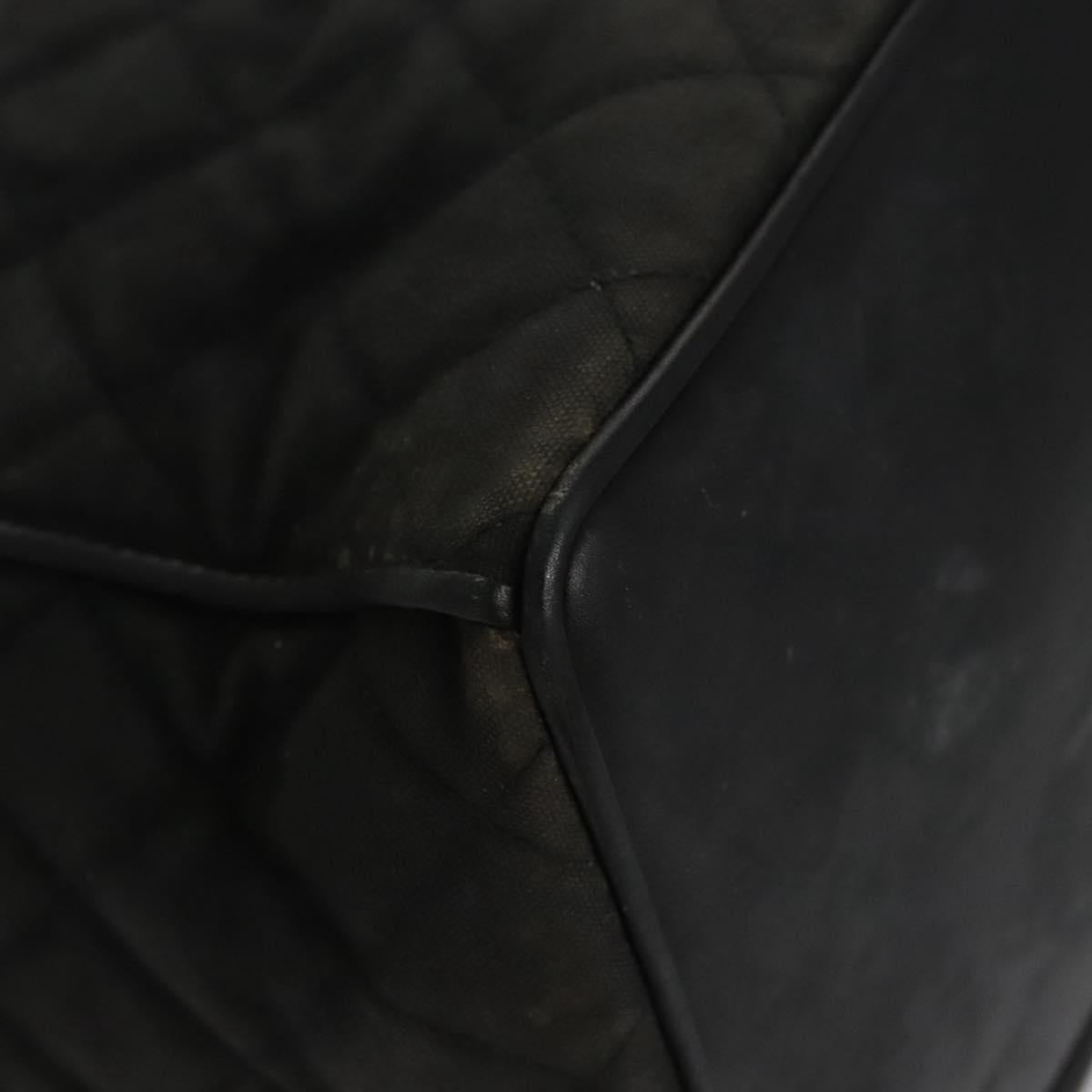 CHANEL Chain Shoulder Bag Canvas Black Gold CC Auth 112546