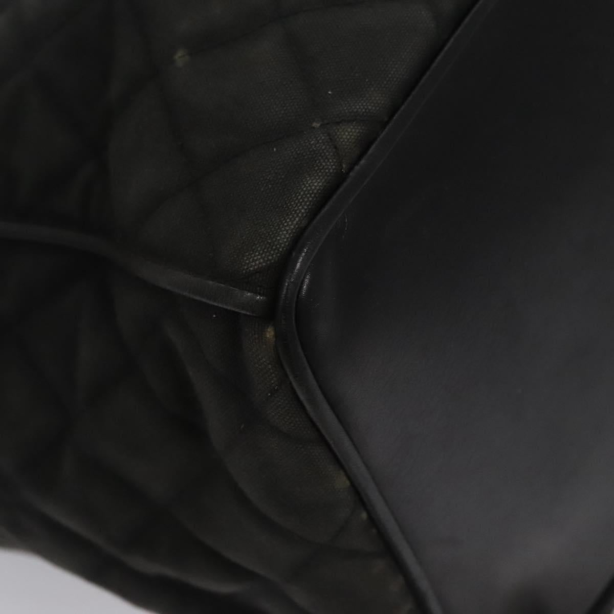 CHANEL Chain Shoulder Bag Canvas Black Gold CC Auth 112546