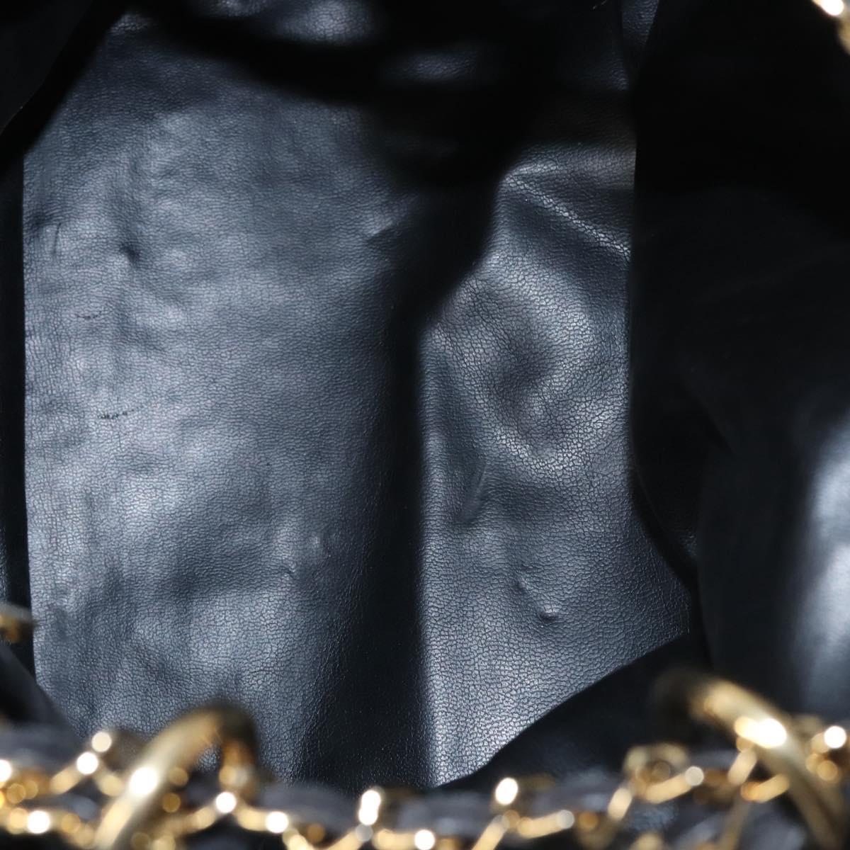 CHANEL Chain Shoulder Bag Canvas Black Gold CC Auth 112546