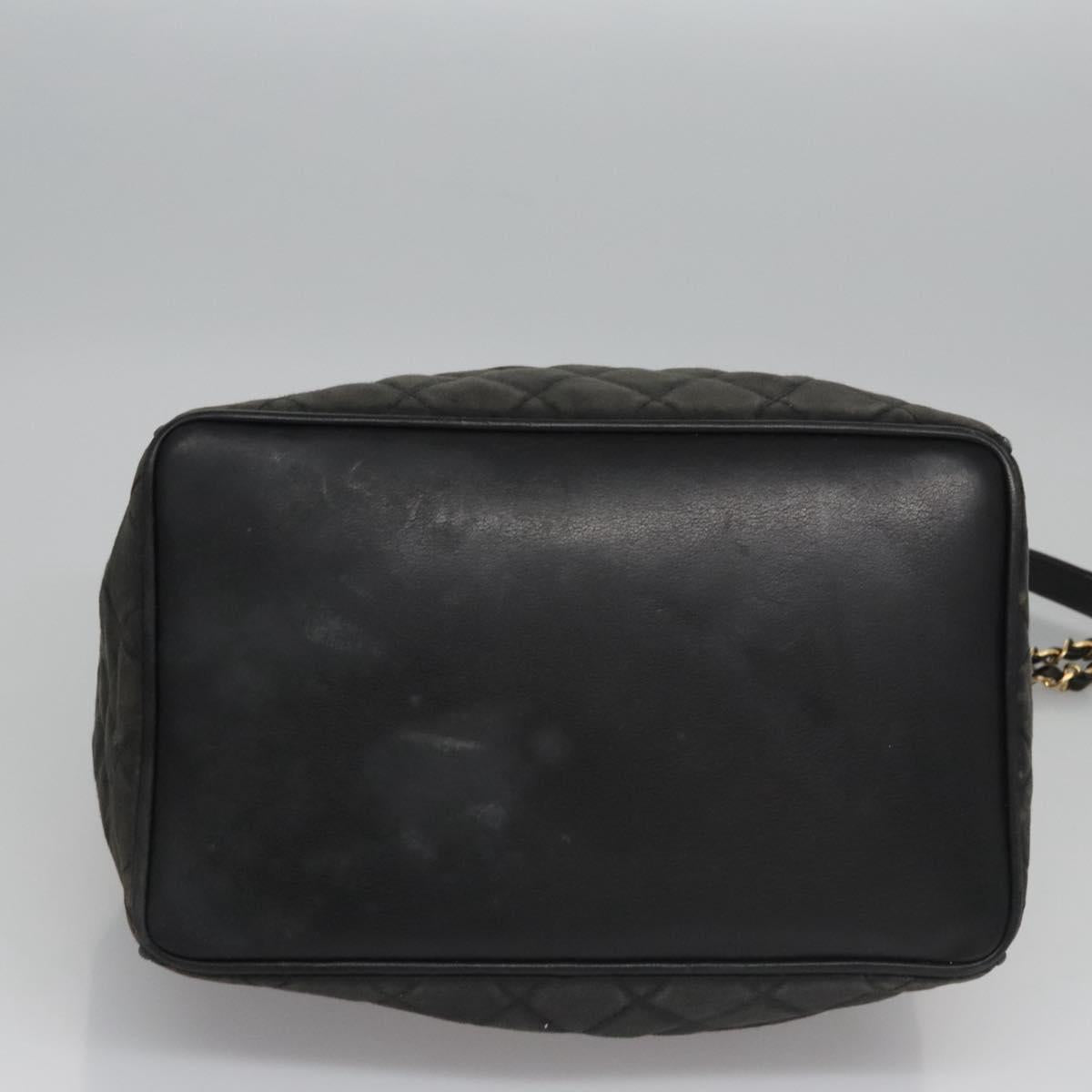 CHANEL Chain Shoulder Bag Canvas Black Gold CC Auth 112546