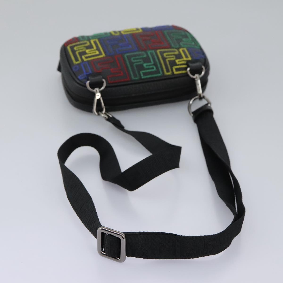 FENDI Zucca Canvas Shoulder Bag Multicolor Black Auth 112594A