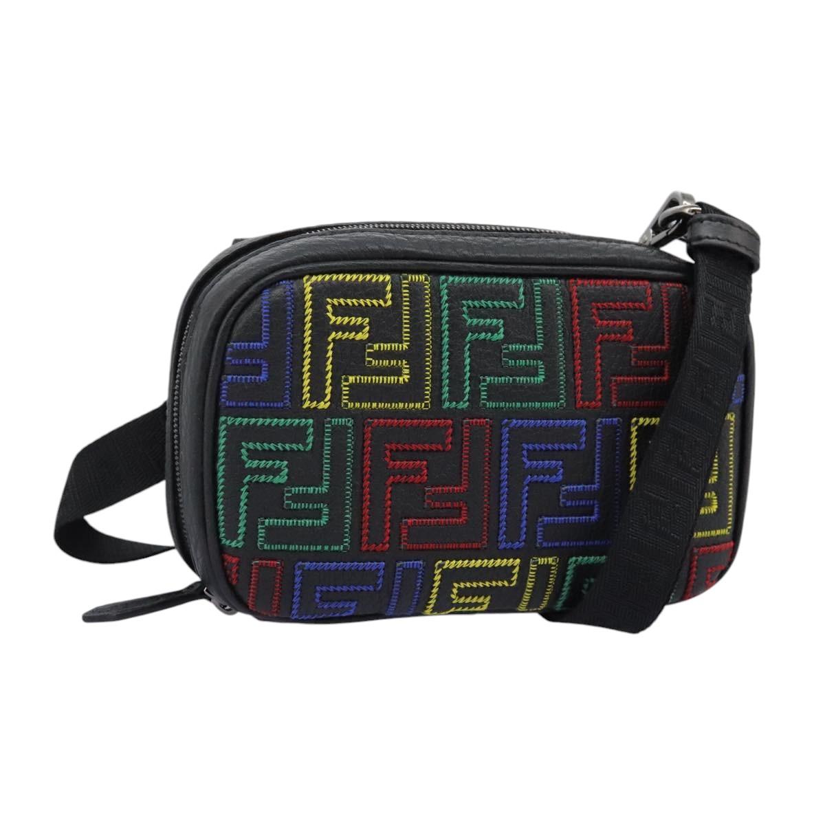 FENDI Zucca Canvas Shoulder Bag Multicolor Black Auth 112594SAM