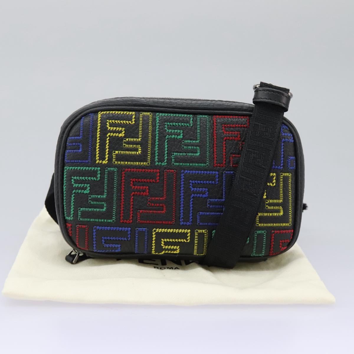 FENDI Zucca Canvas Shoulder Bag Multicolor Black Auth 112594SAM