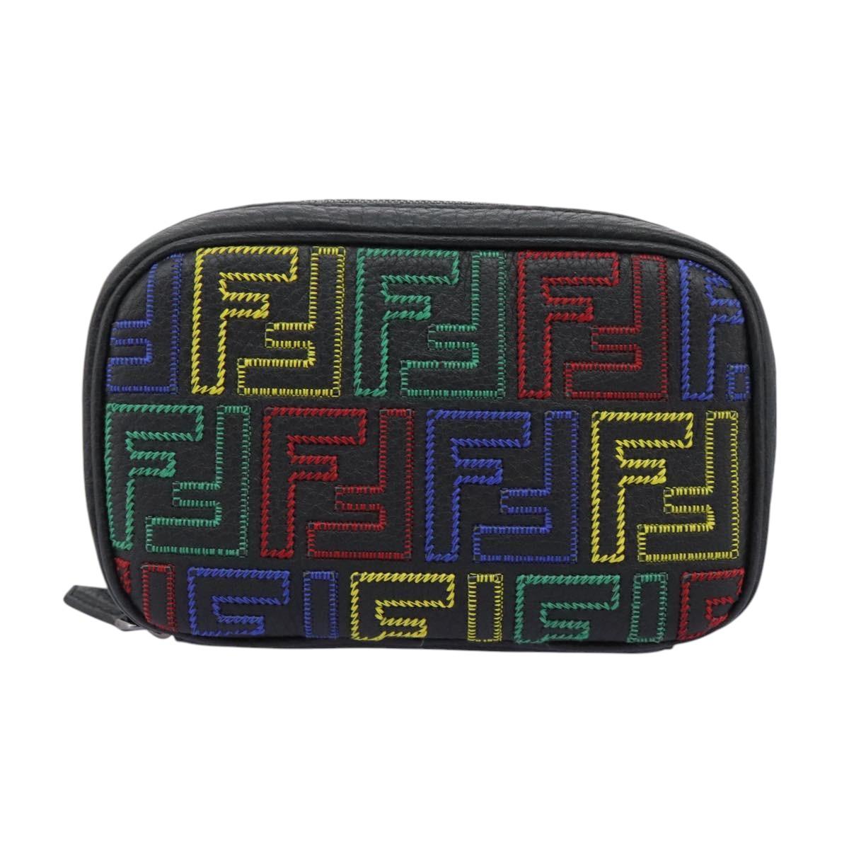FENDI Zucca Canvas Shoulder Bag Multicolor Black Auth 112594SAM
