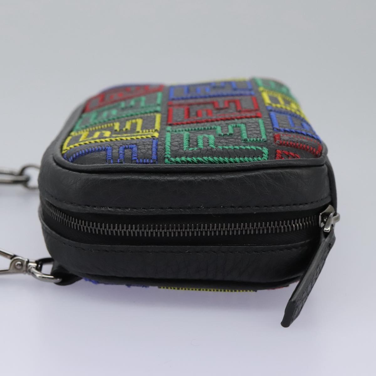 FENDI Zucca Canvas Shoulder Bag Multicolor Black Auth 112594A
