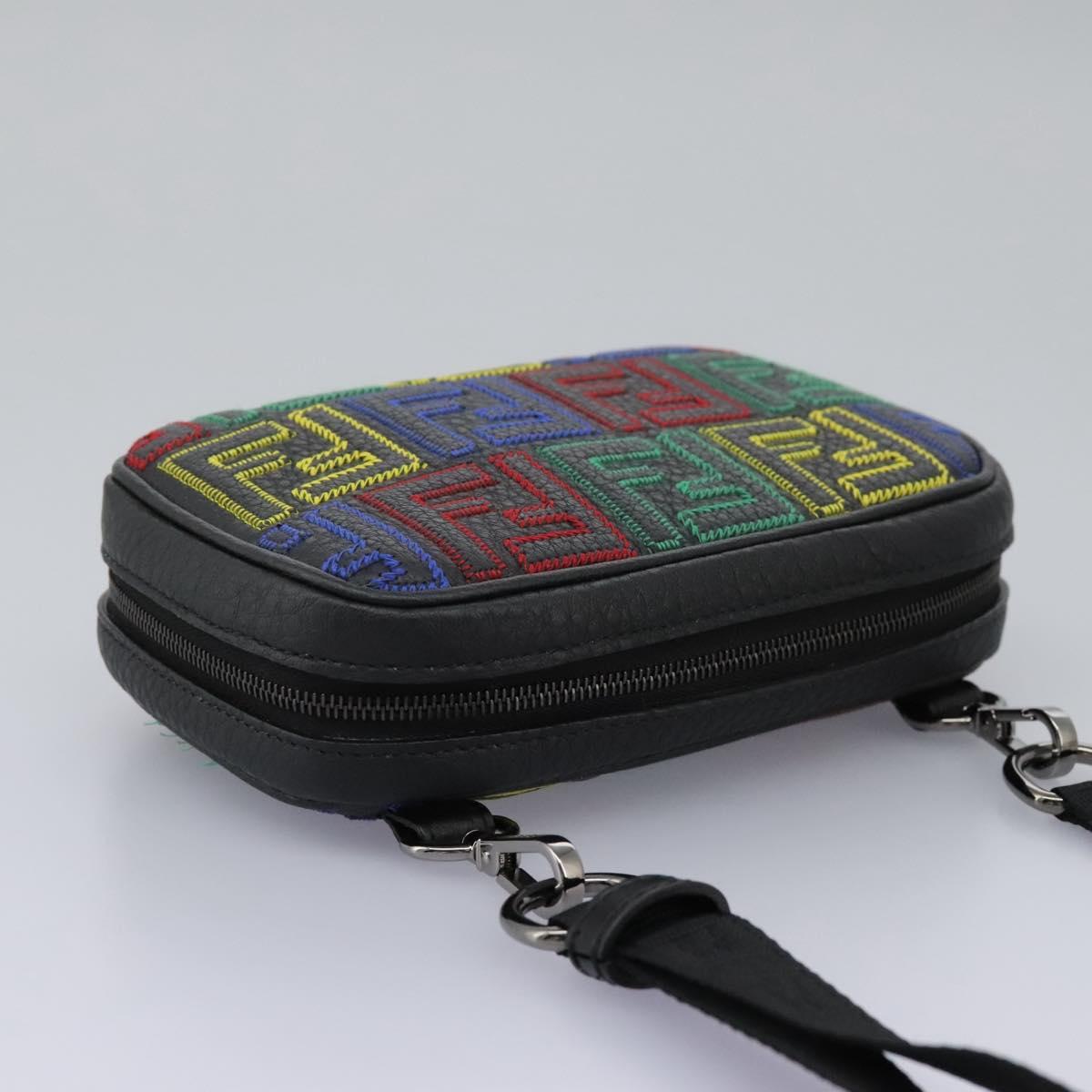 FENDI Zucca Canvas Shoulder Bag Multicolor Black Auth 112594SAM