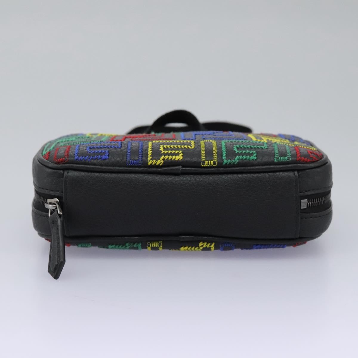FENDI Zucca Canvas Shoulder Bag Multicolor Black Auth 112594A