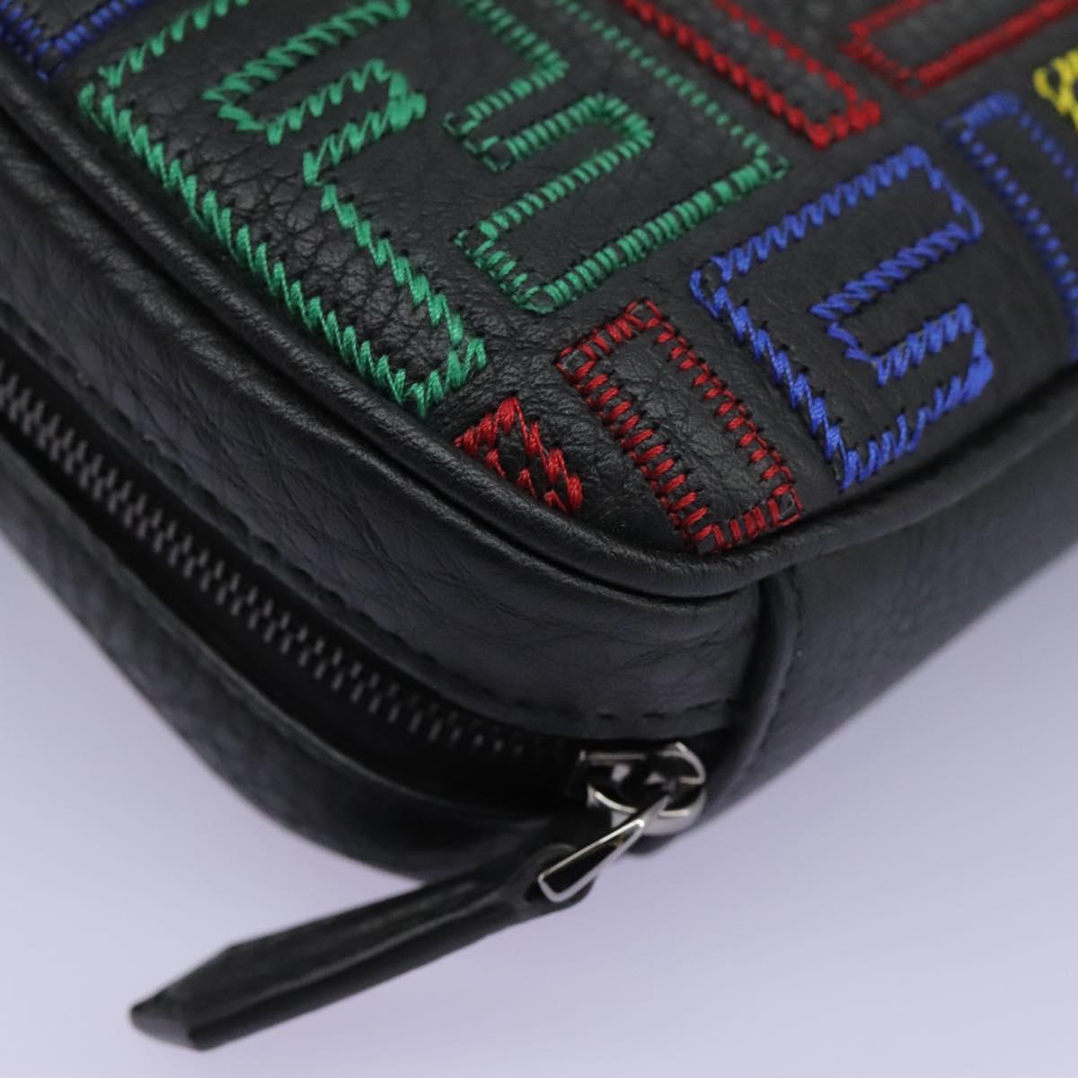 FENDI Zucca Canvas Shoulder Bag Multicolor Black Auth 112594A