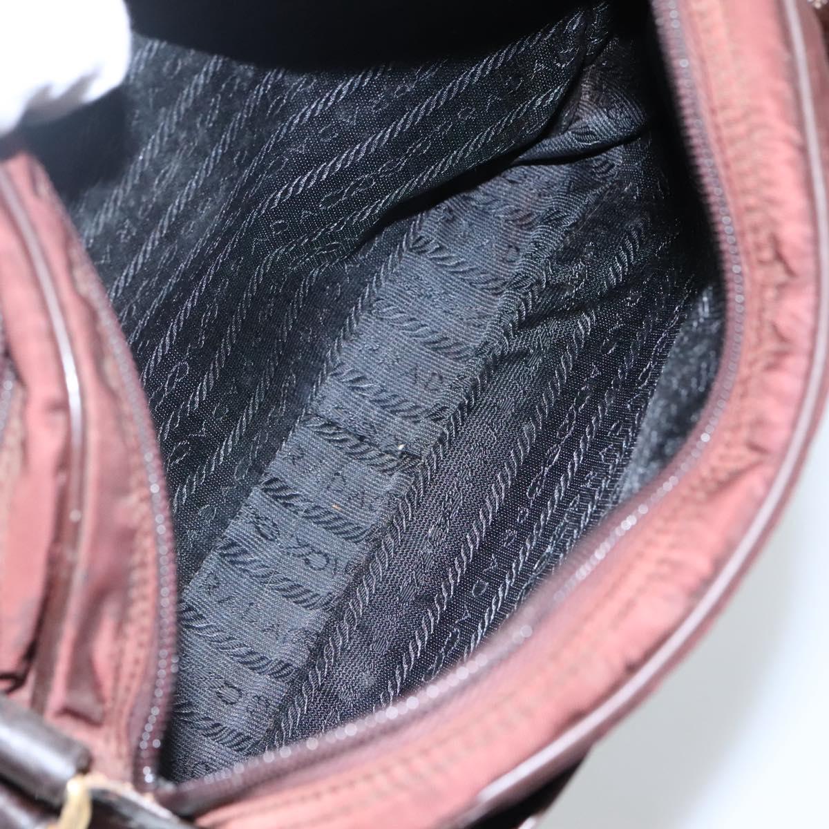PRADA Shoulder Bag Nylon Brown Auth 112599