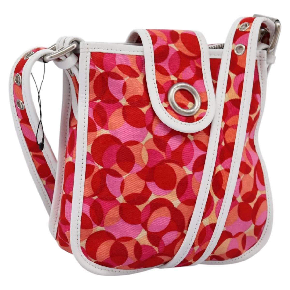 CELINE Shoulder Bag Canvas Pink Auth 112601