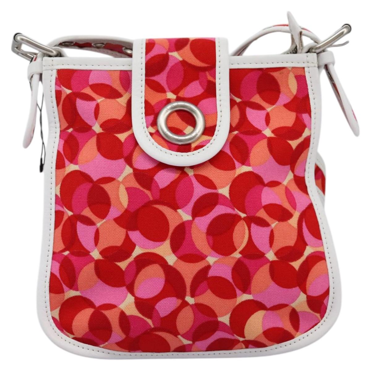 CELINE Shoulder Bag Canvas Pink Auth 112601