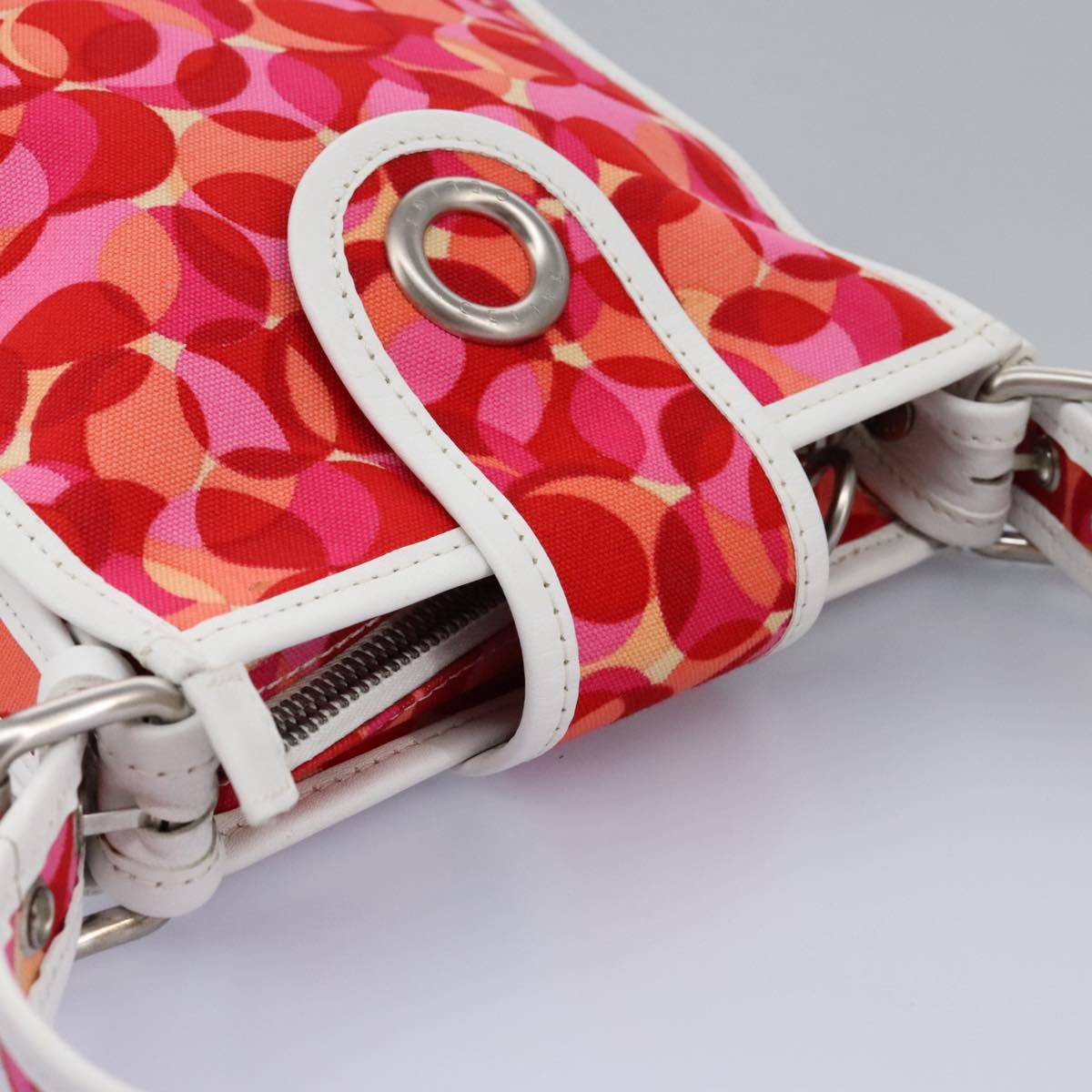 CELINE Shoulder Bag Canvas Pink Auth 112601