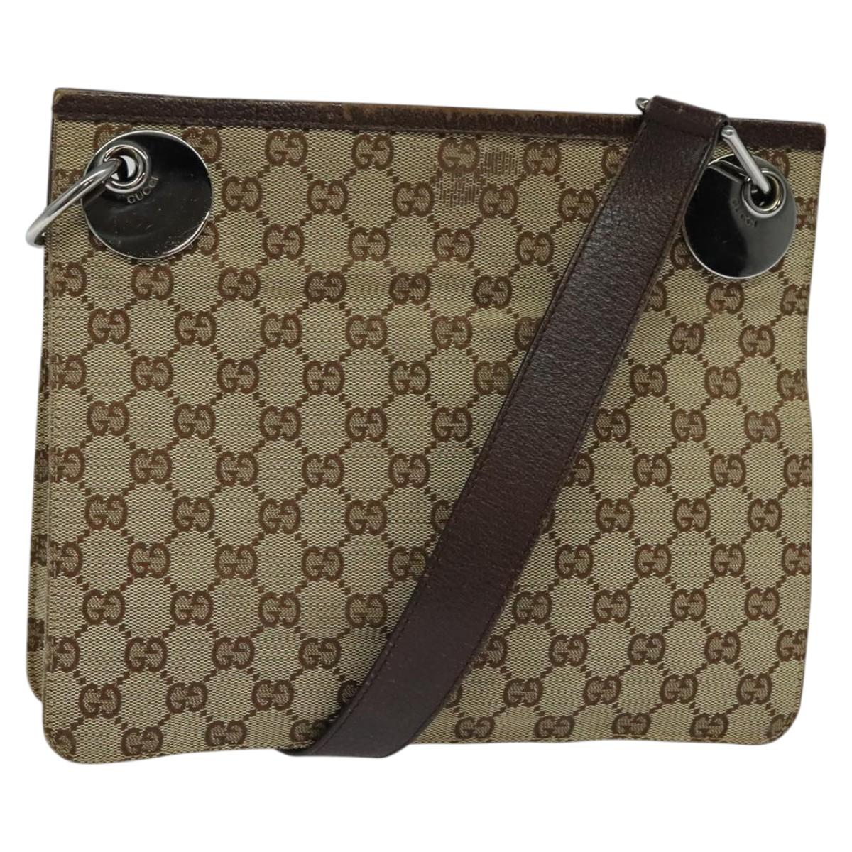 GUCCI GG Canvas Shoulder Bag Beige 120841 Auth 112651