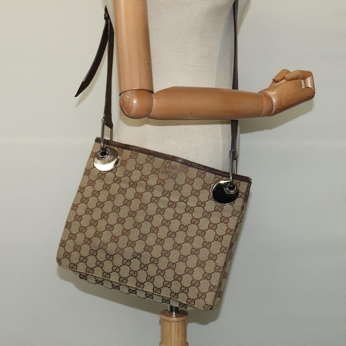 GUCCI GG Canvas Shoulder Bag Beige 120841 Auth 112651
