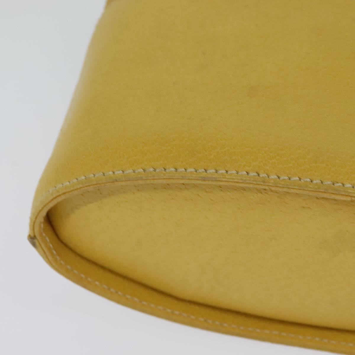 GUCCI Bamboo Vanity Cosmetic Pouch Leather Yellow 000 984 0232 Auth 112668