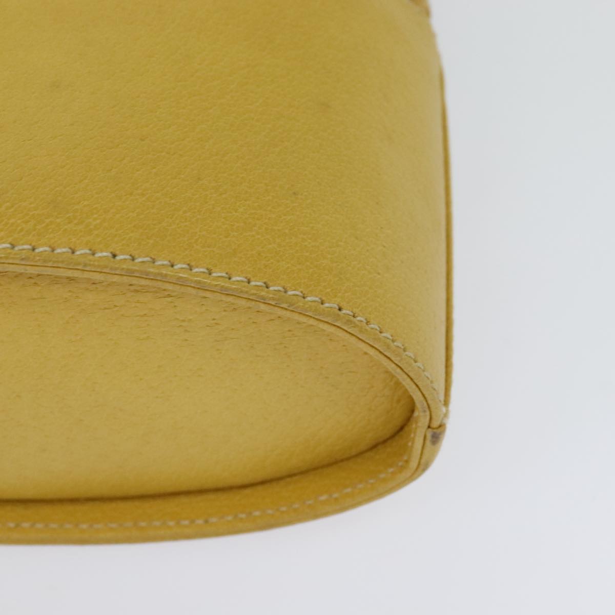 GUCCI Bamboo Vanity Cosmetic Pouch Leather Yellow 000 984 0232 Auth 112668