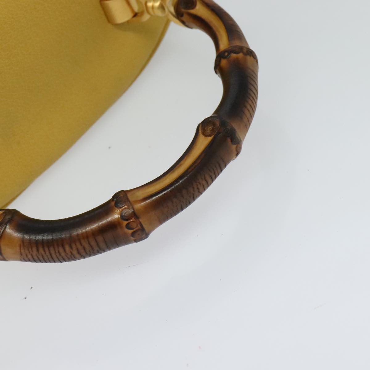 GUCCI Bamboo Vanity Cosmetic Pouch Leather Yellow 000 984 0232 Auth 112668