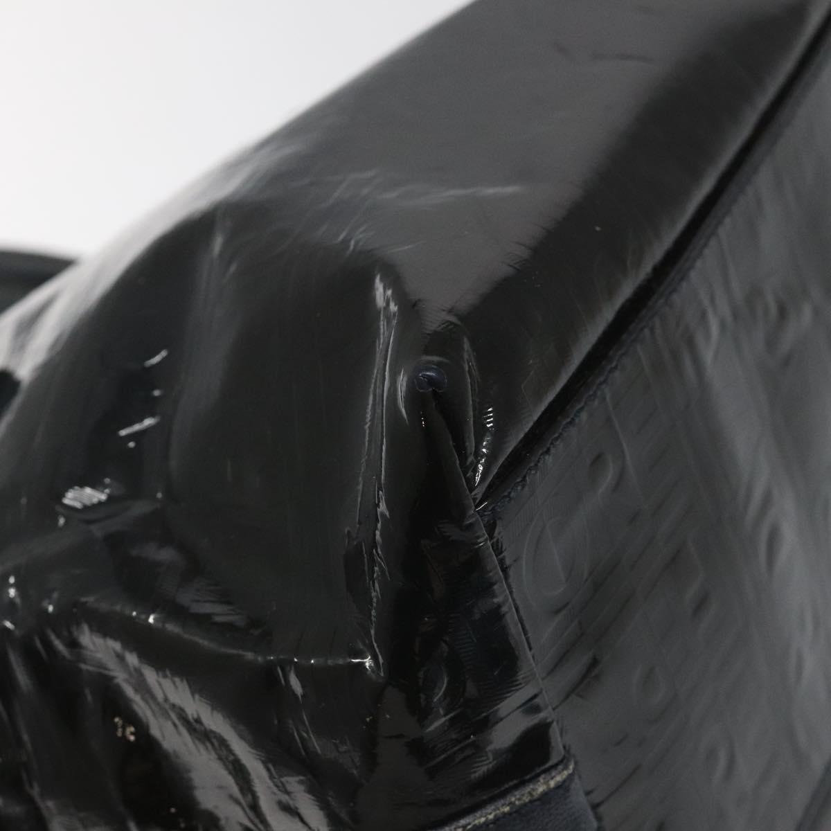 Salvatore Ferragamo Hand Bag Enamel Black Auth 112681