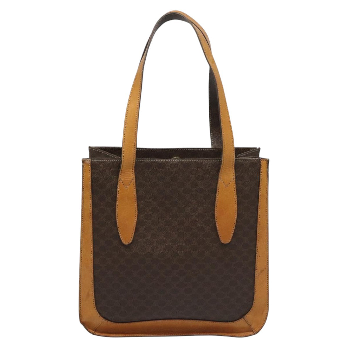 CELINE Macadam Canvas Shoulder Bag PVC Leather Brown Gold Auth 112747