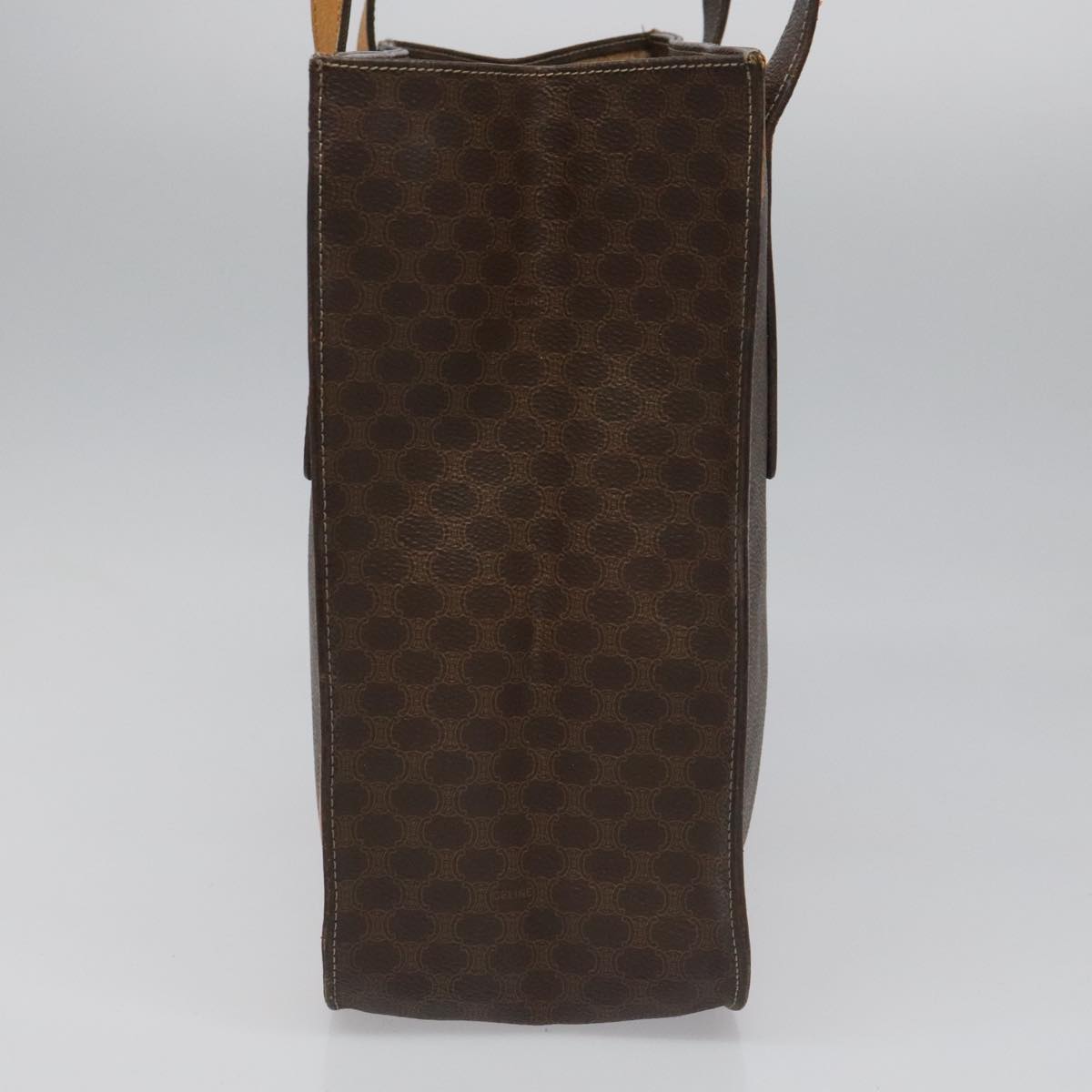 CELINE Macadam Canvas Shoulder Bag PVC Leather Brown Gold Auth 112747