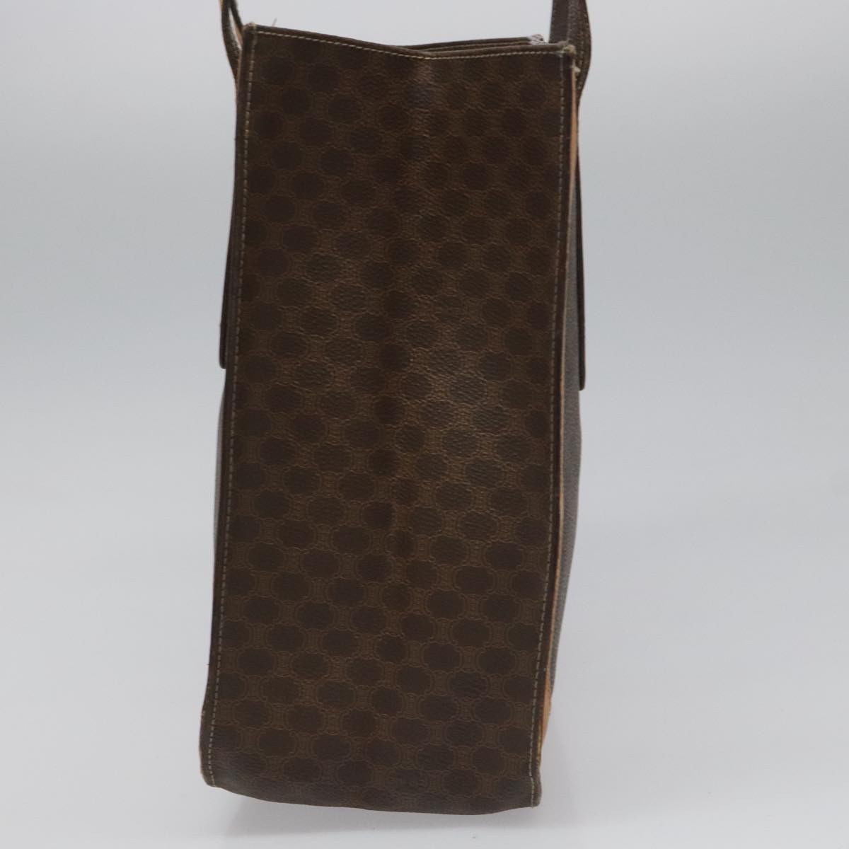 CELINE Macadam Canvas Shoulder Bag PVC Leather Brown Gold Auth 112747