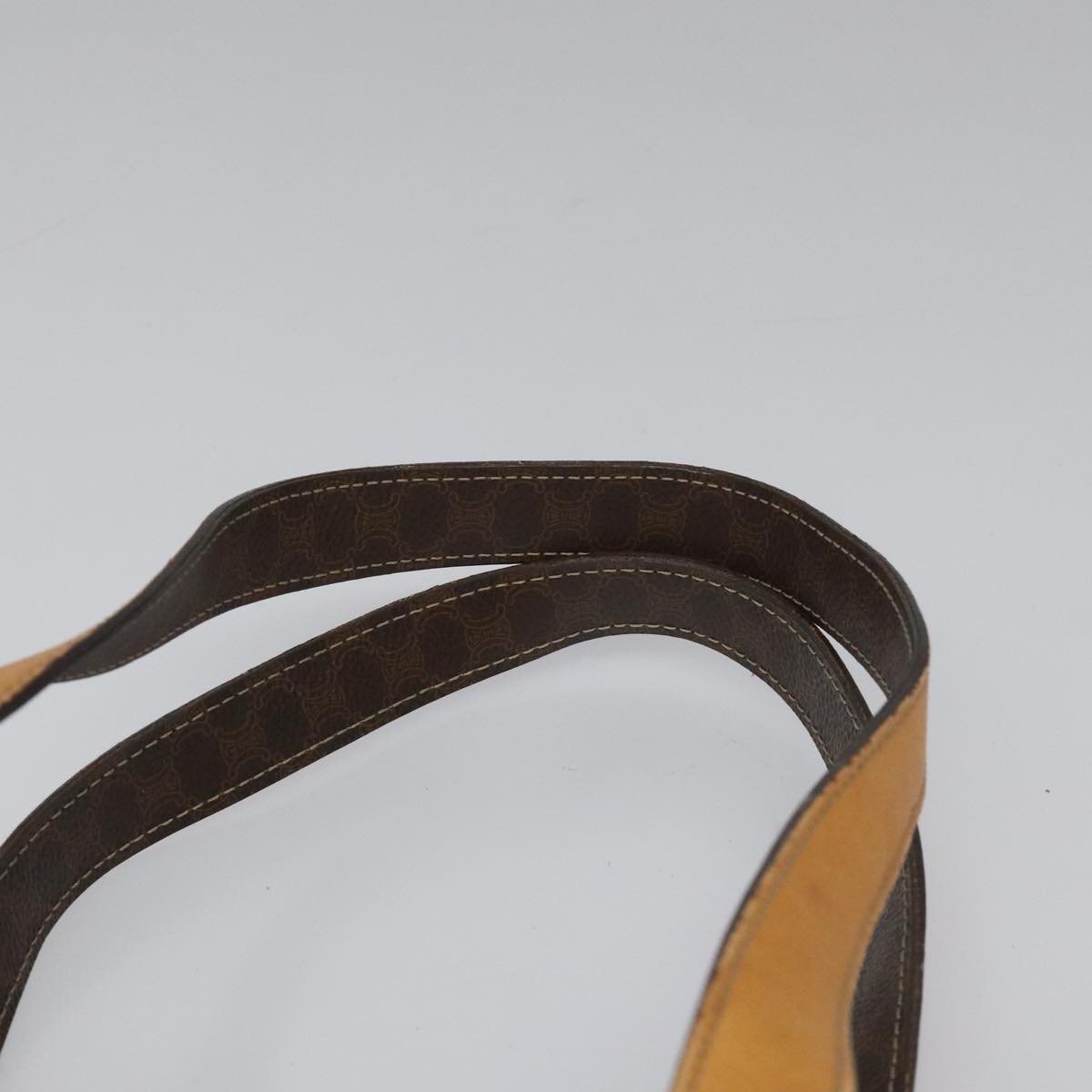 CELINE Macadam Canvas Shoulder Bag PVC Leather Brown Gold Auth 112747