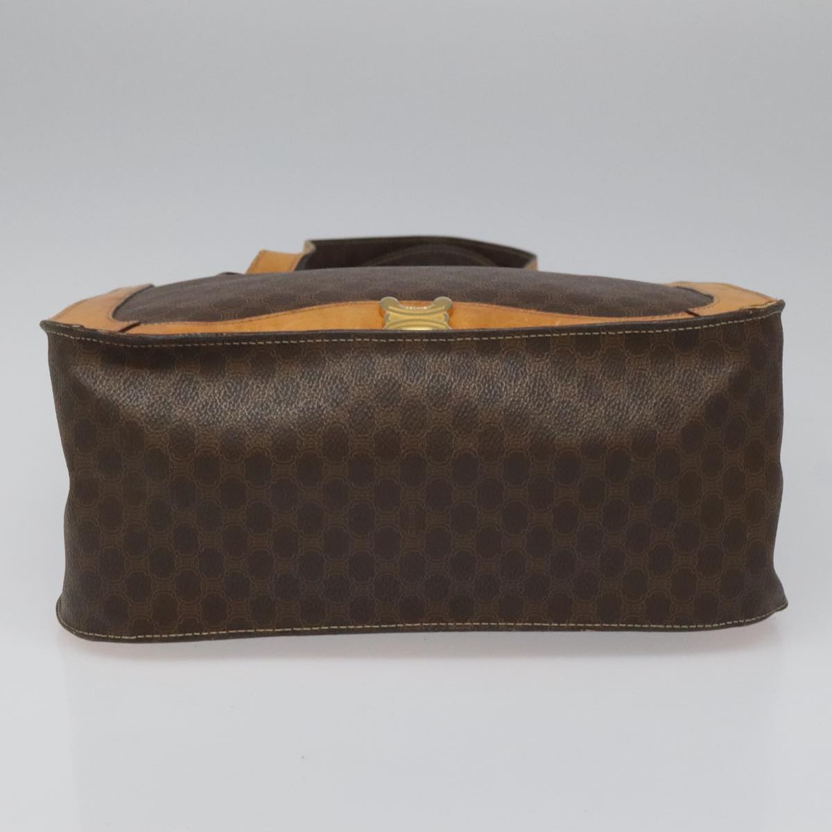 CELINE Macadam Canvas Shoulder Bag PVC Leather Brown Gold Auth 112747