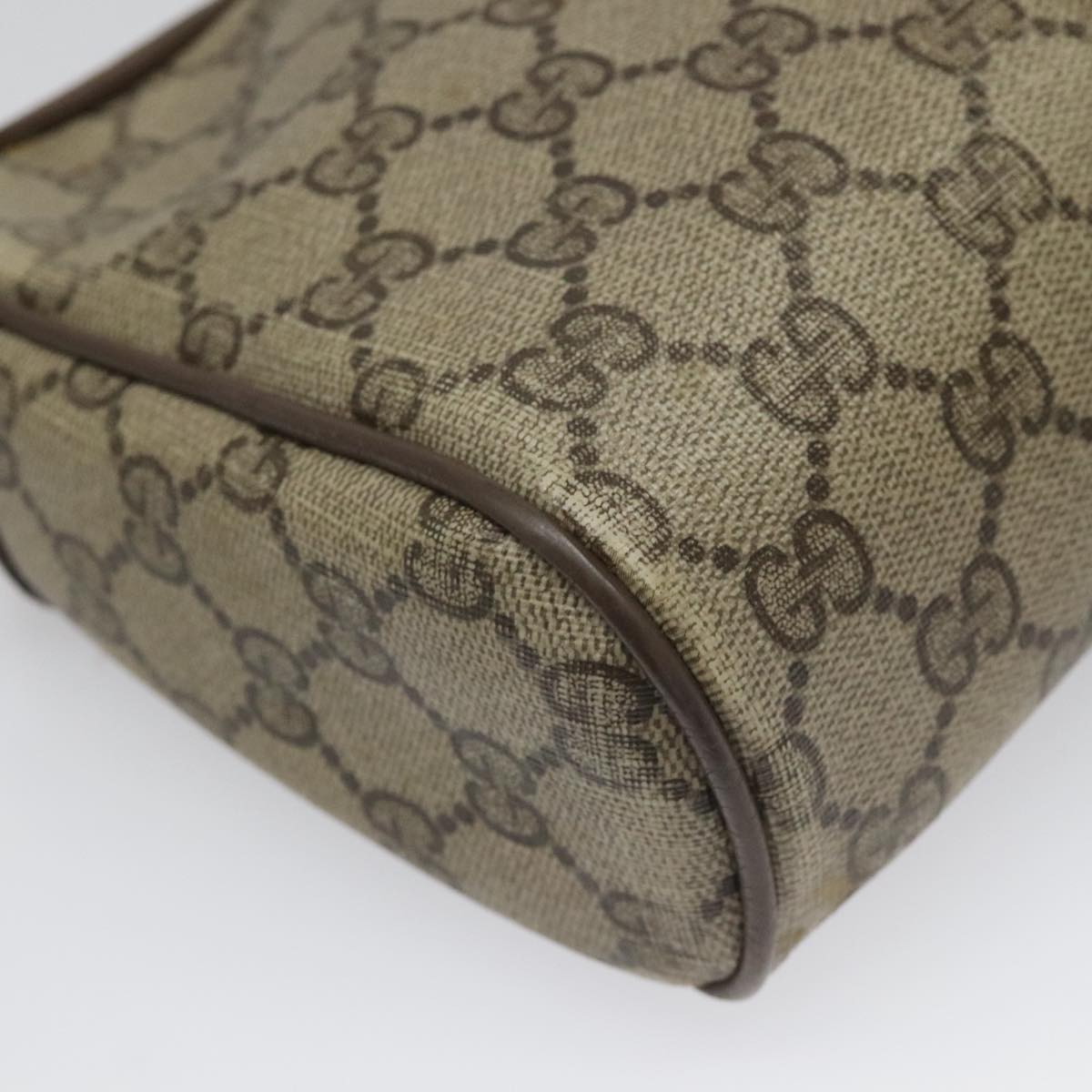 GUCCI GG Supreme Web Sherry Line Clutch Bag PVC Beige 89 01 012 Auth 112826