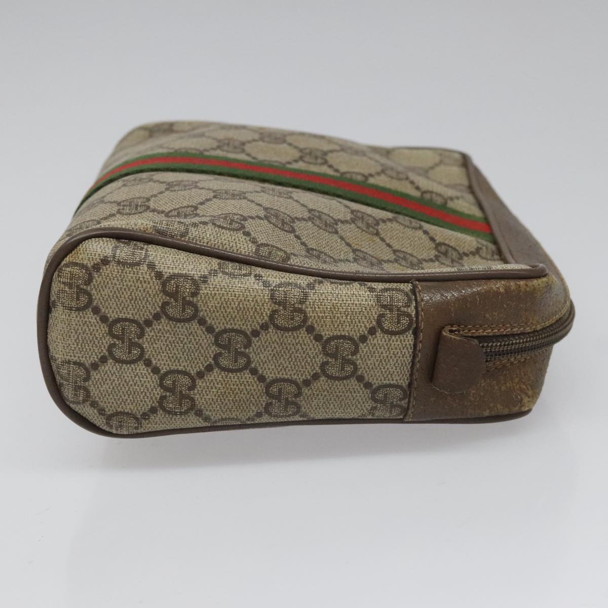 GUCCI GG Supreme Web Sherry Line Clutch Bag PVC Beige 89 01 012 Auth 112826