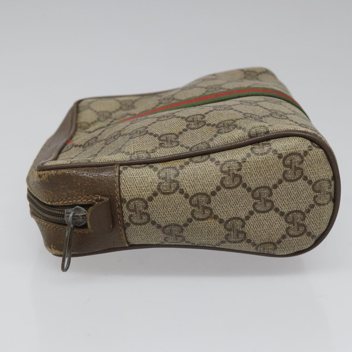 GUCCI GG Supreme Web Sherry Line Clutch Bag PVC Beige 89 01 012 Auth 112826