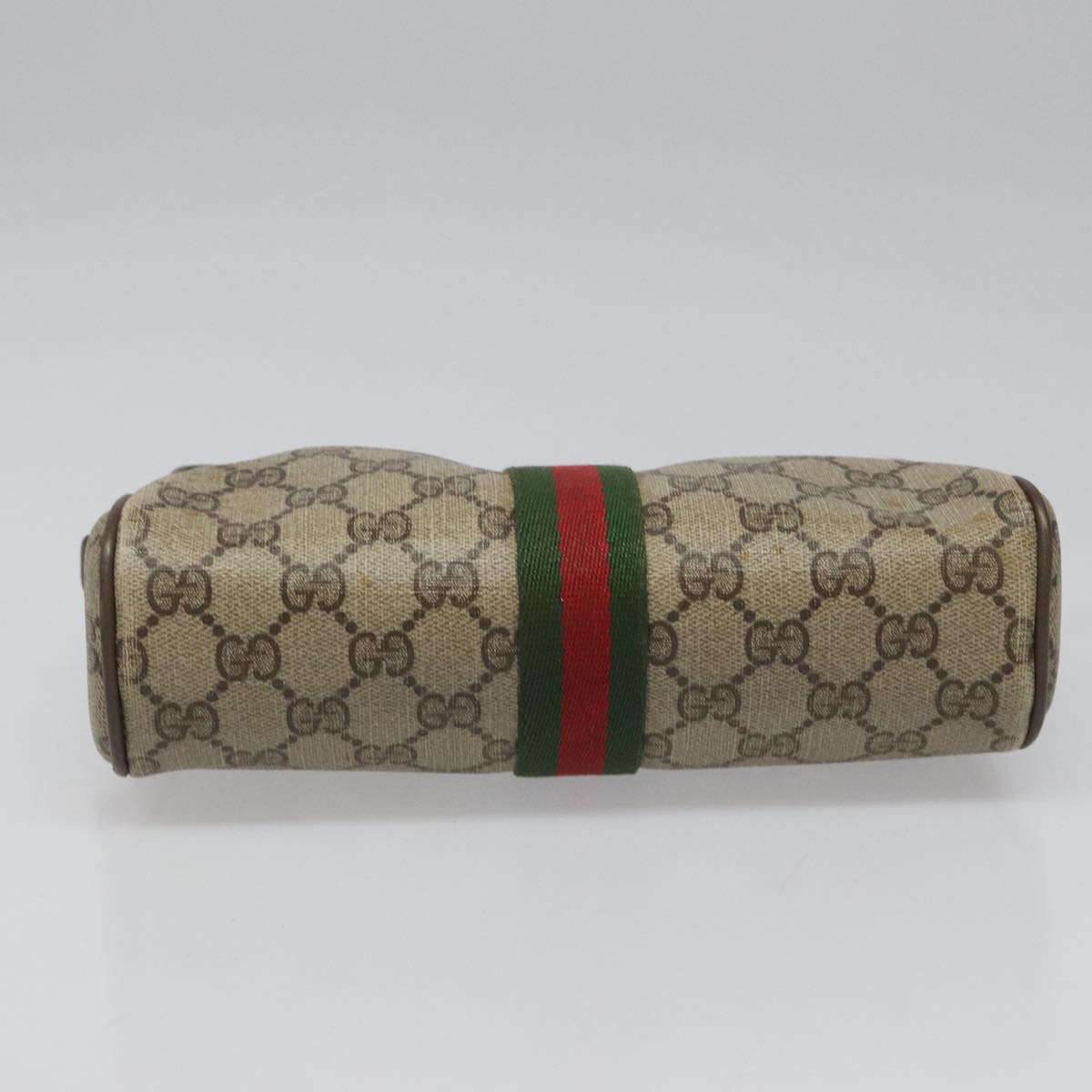 GUCCI GG Supreme Web Sherry Line Clutch Bag PVC Beige 89 01 012 Auth 112826