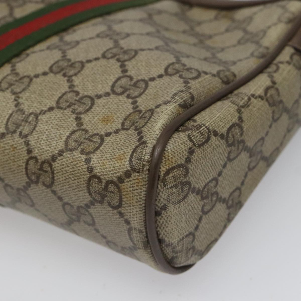 GUCCI GG Supreme Web Sherry Line Clutch Bag PVC Beige 89 01 012 Auth 112826