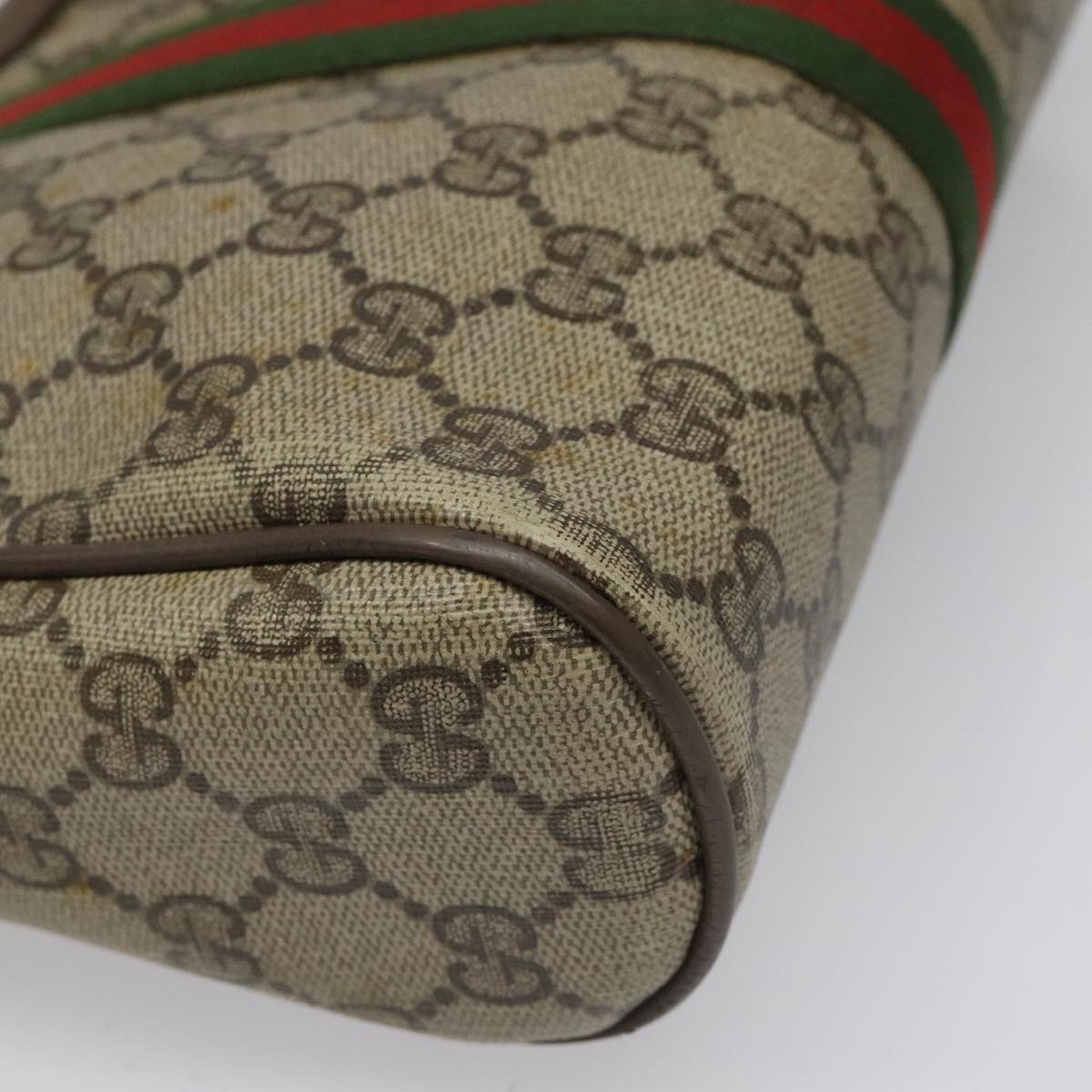 GUCCI GG Supreme Web Sherry Line Clutch Bag PVC Beige 89 01 012 Auth 112826