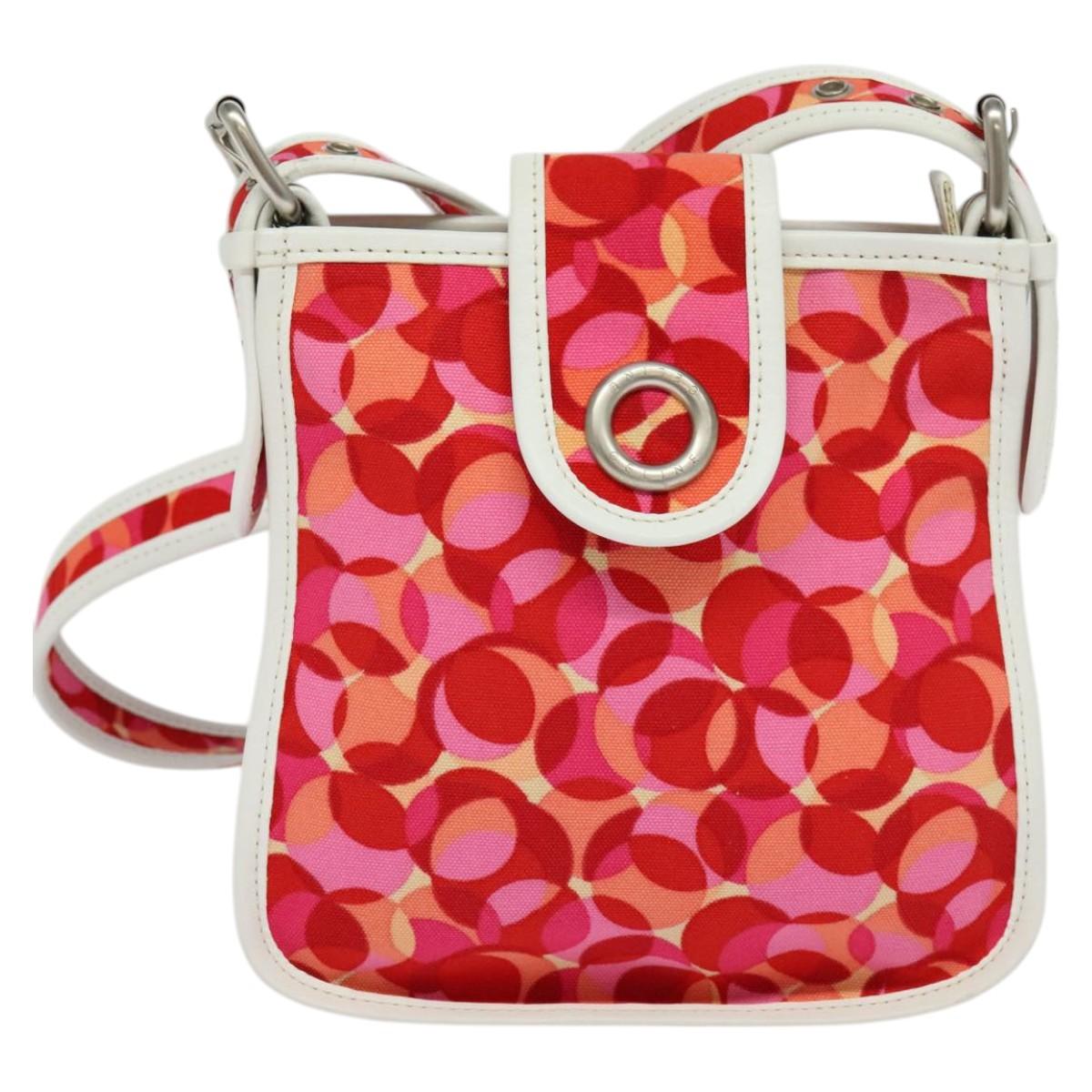 CELINE Shoulder Bag Canvas Red Auth 112849V