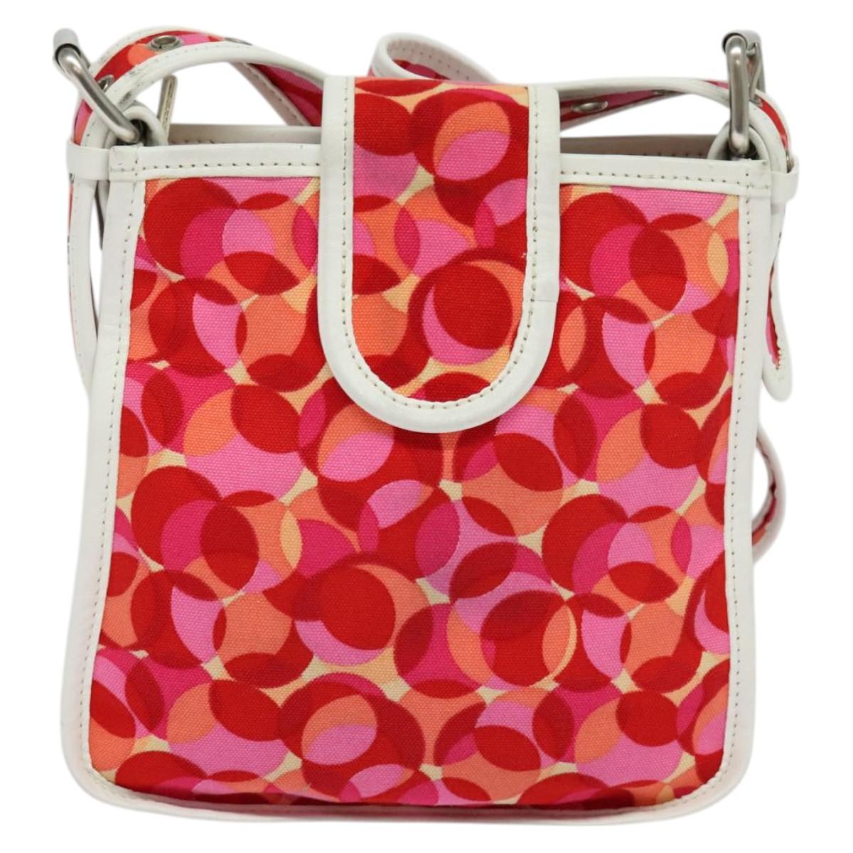 CELINE Shoulder Bag Canvas Red Auth 112849V