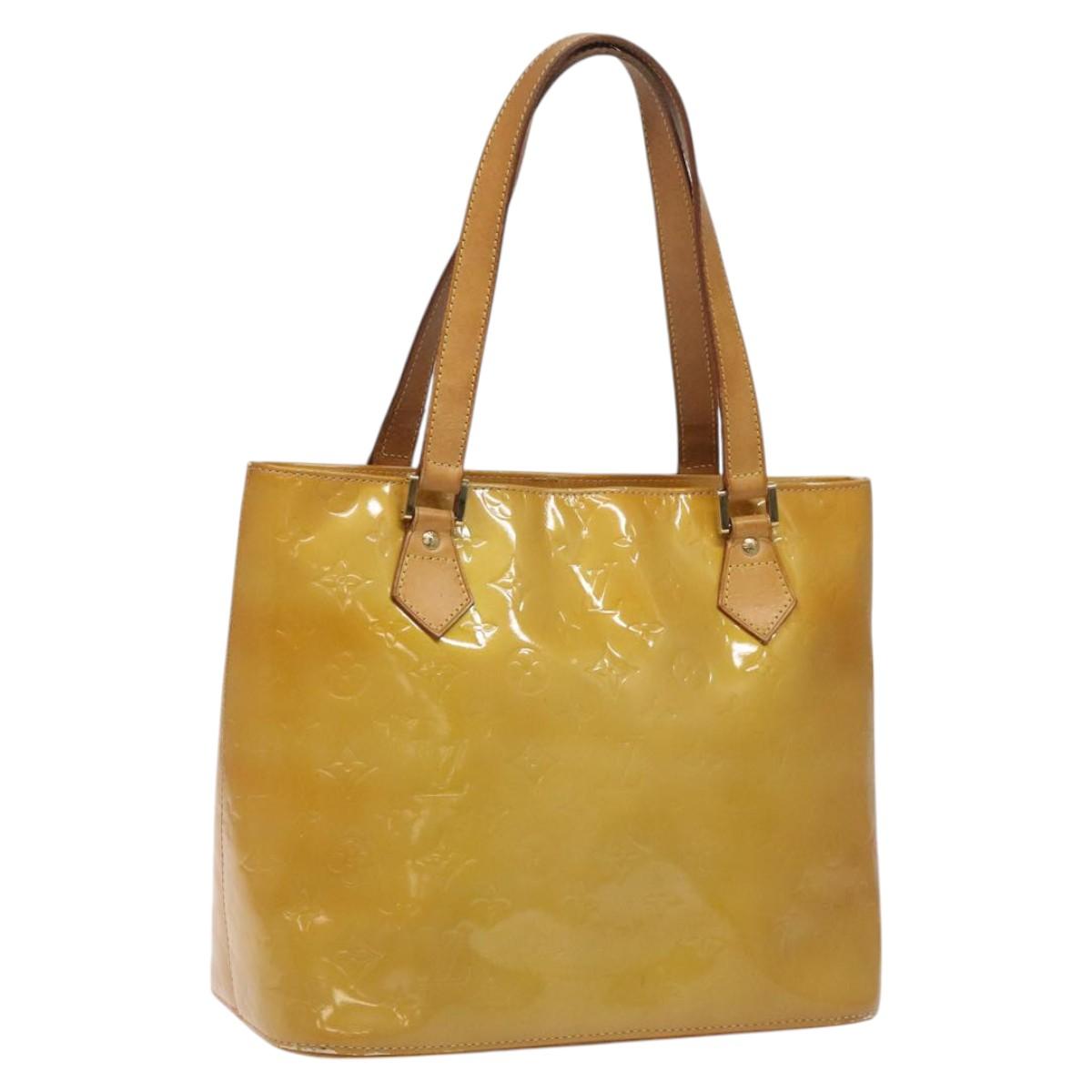 LOUIS VUITTON Monogram Vernis Houston Hand Bag Beige M91004 LV Auth 112869