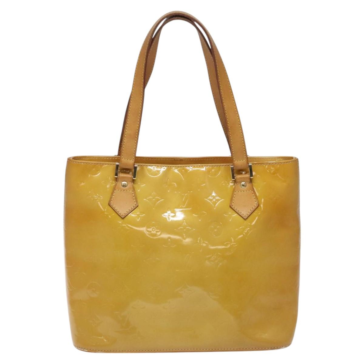 LOUIS VUITTON Monogram Vernis Houston Hand Bag Beige M91004 LV Auth 112869